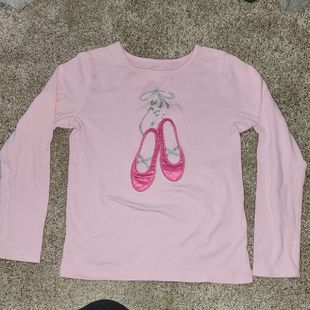 Carter's Pink Ballet Shoes Long Sleeve Tee